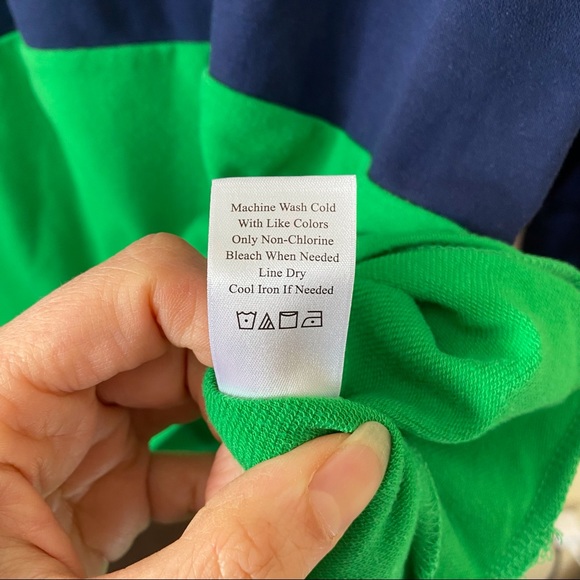 COLDWATER CREEK 3/4 Sleeve Colorblock Blue & Green Top Size M - Picture 3 of 6